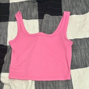 SHEIN Bright Pink Ribbed Crop Top